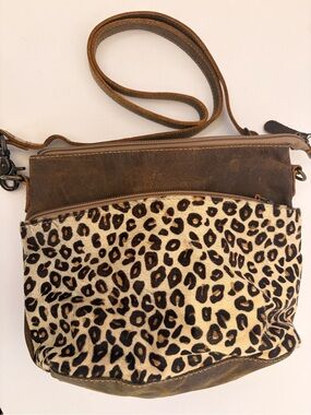 Myra Bag Brown Leather & Leopard Print Crossbody